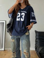 New Hot Women Los Angeles jerseys Coolane Summer Drop Shoulder Oversized Football Jersey Tee With Letter Print Couple Same Style.