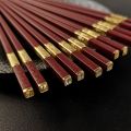 5/10 Pairs Red Chinese Chopsticks Reusable Square Food Chopsitcks Light Luxury Alloy Chopsticks Hotel Restaurant Alloy Tableware. 