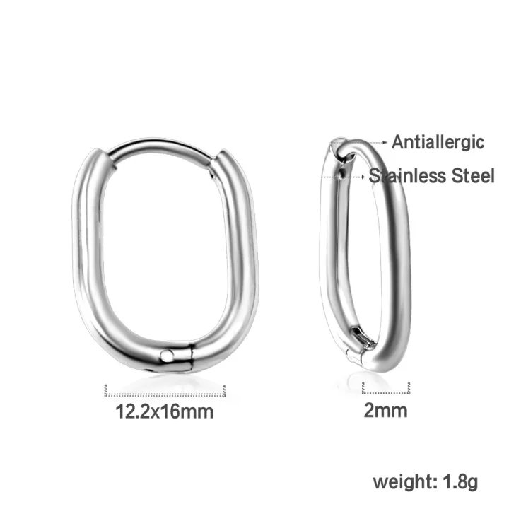 LUXUKISSKIDS%20Fashion%20Oval%20Hoop%20Earrrings%20Stainless%20Steel%20Elliptic%20Shape%20Silver/Gold%20Color%2020MM%20Big%20Round%20Clips%20Smooth%20Mental%20Ear%20-%20Image%205