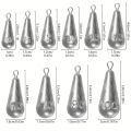 Fishing Weights Sinkers, 10 Sizes Teardrop-Shaped Fishing Lead Sinkers, Bass Casting Drop Shot Weights for Saltwater Freshwater.