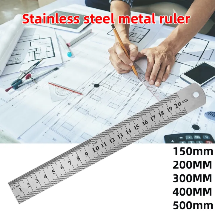 Metal Ruler 40cm 15cm/20cm/30cm/40cm/50cm Metal Ruler Stainless Steel Straight Ruler ...