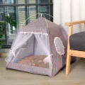 Cat Broken Flower Tent Semi Enclosed Internet Celebrity Tent Nest Universal For All Seasons Pet Supplies Summer Dog And Cat Nest. 