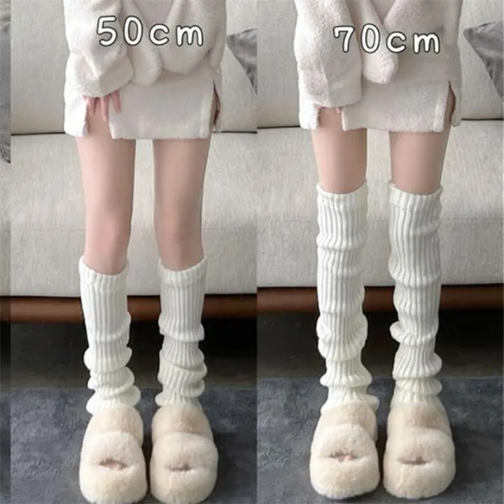 Winter%20Japanese%20College%20Style%20Retro%20Button%20Leg%20Warmer%20Women's%20Knitted%20Sock%20Cover%20white%20Long%20Pile%20Socks%20-%20Image%203