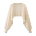 Hollow-out Long-sleeved Knitted Cardigan Top Women's Summer Thin Jacket Vest Dress Shawl Worn Over A Shirt. 