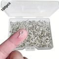 100pcs Mini Screw Eye Pin Pegs 8 X 4mm Hooks Self-Tapping Screws for Arts & Crafts Cork Top Bottles DIY Jewelry Making (Silvery).