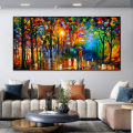 Modern Colorful Abstract Canvas Prints Art Rainy Garden Landscape Posters Picture Wall Art Painting for Living Room Bedroom. 