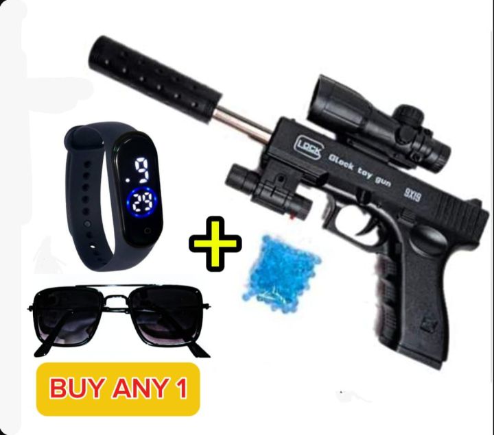 3PCS/ GLOCK TOY GUN +LED DEGITALWATCH+CLASSIC SUNGLASSES FOR KIDS BLACK ...