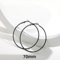5 Sizes Stainless Steel Black Round Circle Hoop Earrings for Women Punk Exaggerated Smooth Statement Earring Gothic Jewelry . 