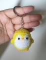 Handmade crochet penguin keyring. 
