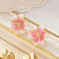 Fashion Jewelry Sweet Design Spring/Summer Blue Pink Enamel Flower High End Earrings Party Gifts for Women.
