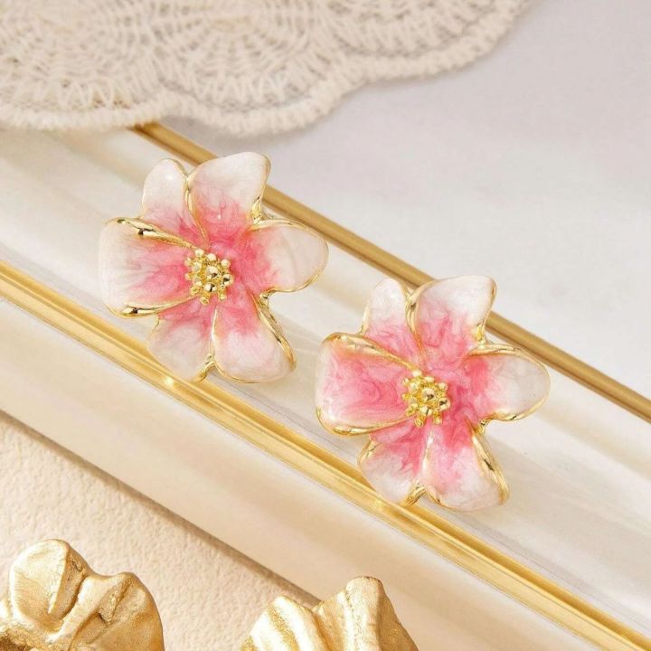 Fashion%20Jewelry%20Sweet%20Design%20Spring/Summer%20Blue%20Pink%20Enamel%20Flower%20High%20End%20Earrings%20Party%20Gifts%20for%20Women%20-%20Image%204