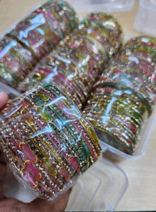 Raindrop/Rainbow%20glass%20bangles%20with%20stone%20work%20premium%20quality%2012%20piece%20multicolor%20churi%20-%20Image%202