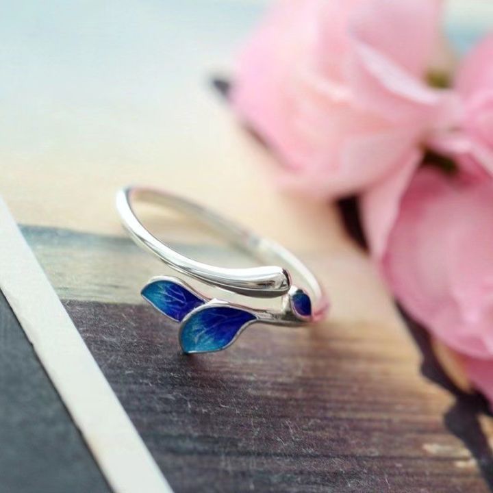 Green%20Enamel%20Leaf%20Ring%20Adjustable%20Oil%20Drop%20Open%20Ring%20Women's%20Ring%20for%20Ladies%20Personality%20Daily%20Holiday%20Party%20Jewelry%20Accessories%20-%20Image%205