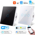 Work With Tuya WiFi Smart Light Switches Glass Panel Wall Smart Switch Universal 100-240V For EU Smart Life Alexa  Home. 