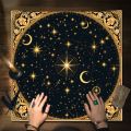 Medieval Celestial Tarot Altar Cloth Multiple Sizes HD Sublimation Print Moon Star Sacred Geometry 100 Polyester Machine Wash. 