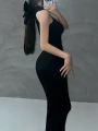 Red Skinny Sexy Turtleneck Midi Dress Women Evening Party Ladies Elastic Hip Wrap Elegant Bodycon Dresses Y2k Clothing. 