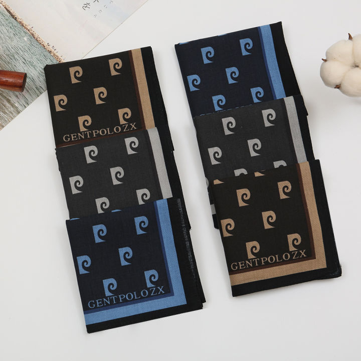 3/6Pcs%20Men's%20Pure%20Cotton%20Printed%20Handkerchief%20Thin%20Water-absorbing%20Sweat-wiping%20Classic%20Old-fashioned%20Going%20Out%20Portable%2043cm%20-%20Image%204