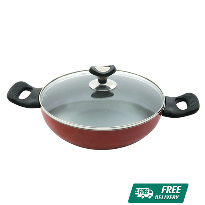 RFL Topper Non Stick Glamour Karai With Lid Red 24 Cm 805012