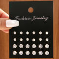 12 Pair/Lot White Shiny Wedding Stud Earrings Set For Women Men Crystal Jewelry Accessories Oorbellen Jewelry Earrings. 