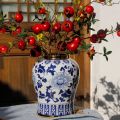 Blue and White Porcelain Ceramic Storage Jar General Jar Vintage Chinese Handmade Tea Pot Handicraft Ornaments Home Decoration. 