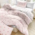 3pcs/set Plaid Bow Print Duvet Cover Set(1 Duvet Cover & 2 Pillowcase）Soft And Skin-Friendly Duvet Cover Bedding Set. 