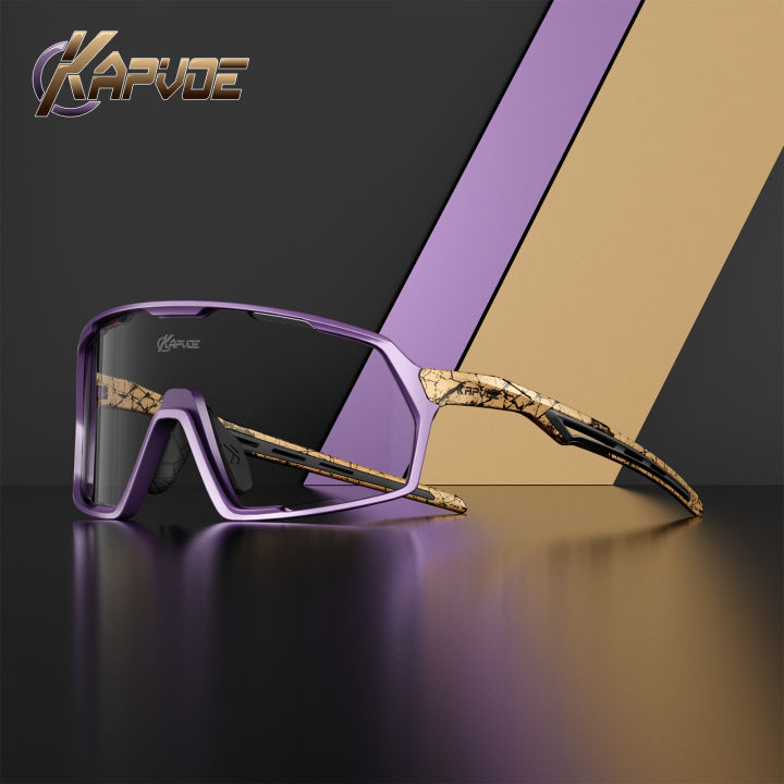 Kapvoe Outdoor Road Photochromic Sunglasses Bicycle Cycling Glasses Men Women Driving Bike Eyewear Sports Hiking UV400 Goggles