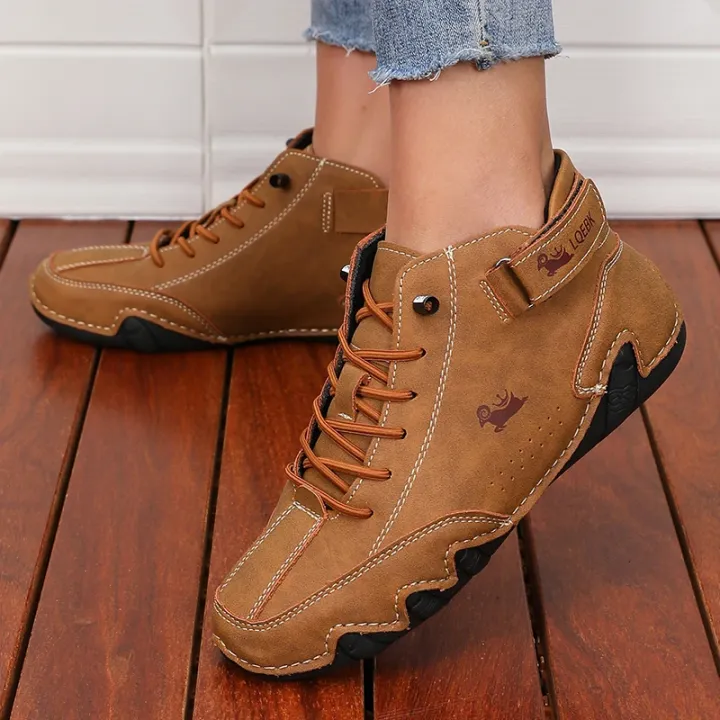 Khaki%20Women's%20Boots%20Trendy%20Comfortable%20Soft%20Soled%20High%20Top%20Boots%20Versatile%20Fashionable%20Commuting%20Motorcycle%20Women's%20Sneakers%20-%20Image%204