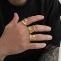 Ingemark 4Pcs/Set Punk Vintage Irregular Geometric Open Rings Creative Adjustable Chunky Metal Finger Ring Statement New Jewelry. 