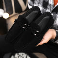 2026 Summer Casual Fashion Driving Loafers Suede Leather Minimalist Slip-Ons Comfortable Trendy Work Shoes Black & Khaki Two-Ton.