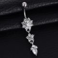 1Pc Stainless Steel Crystal Zircon Belly Button Rings, Piercing Women Navel Fashion Body Jewelries.