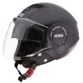 ICON Solid Black Half Face Bike Helmet. 