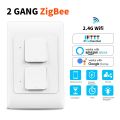 Tuya Zigbee Smart US Wall Light Switch 1 2 3 Gang Push Button Switches APP Remote Control Work With Alexa  Home 100-240V lightify. 