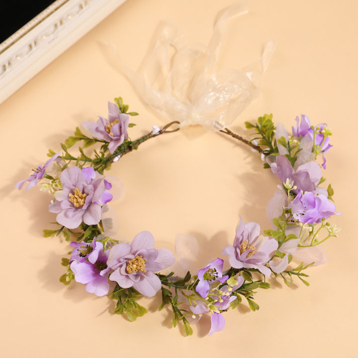 Fairy%20Purple%20Flower%20Wreath%20Headband%20Forest-Style%20Hairband%20for%20Girls%20and%20Adults,%20Artificial%20Flower%20Headband,%20Photo%20Prop,%20Flower%20Hair%20Accessory%20-%20Image%202