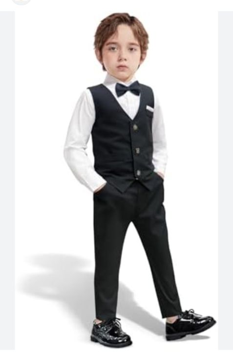 4 PIECE Black suite /For boys WAIST COAT +PENT
