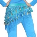 Women's Belly Dance Tassels Triangle Hip Scarf With Coin Sequins Colorful Waist Belt Triangle Skirt. 