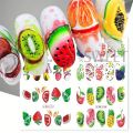 2 Sheet Abstract Line Fruit Water Nail Sliders Geometry Pawpaw Watermelon Avocado Image Decal Summer Tropical Charm Tattoo Foils. 