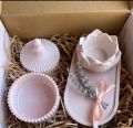 Home decorative vase combo set with oval tray | small lotus coasters | without flower. 