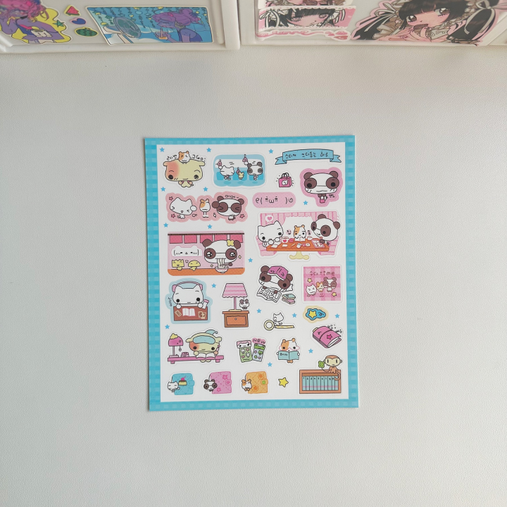 1/9PCS Korean Cartoon Animal Cute Daily Stickers Cute Girl Sticker Hand ...