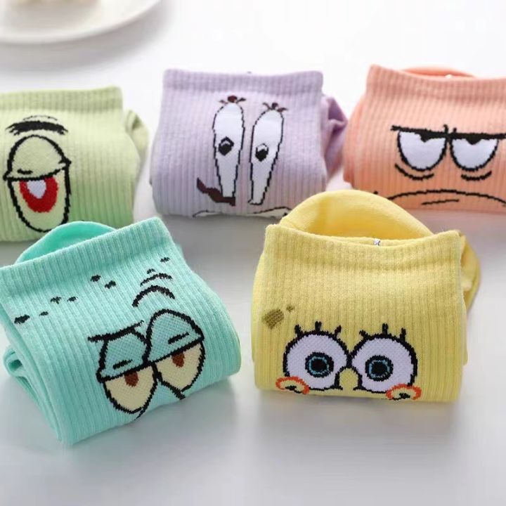 Cartoon%20SpongeBobs%20Women's%20Socks%20High%20Quality%20Fashion%20Men's%20Women%20Sock%20Printed%20Casual%20Hip-Hop%20Personality%20Adult%20Couple%20Stockings%20-%20Image%204