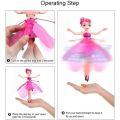 Rechargeable Magic Flying Fairy Princess Doll Toy: Frozen Barbie with LED Lighting, Infrared Induction Control - RC Helicopter Flying Robot Toys for Girls and Boys - Cute Birthday Gift. 