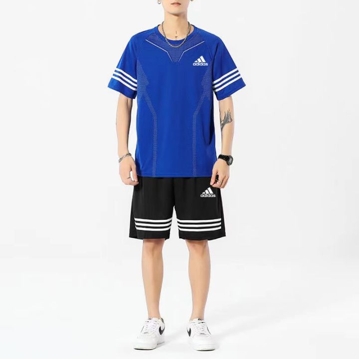 Whole set!!! breathable fabric for men Sports and Leisure short sleeve T-shirt shorts suit