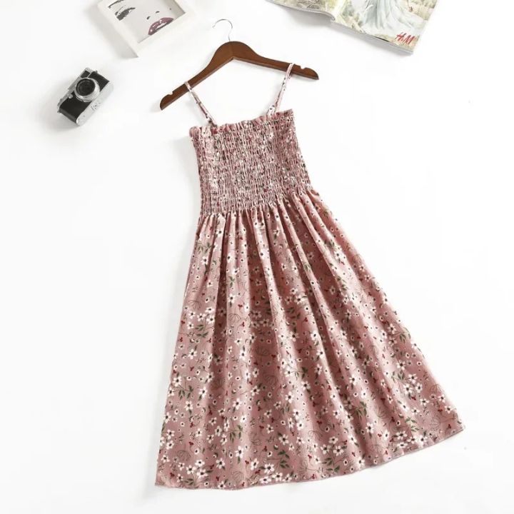Summer%20Chiffon%20Camisole%20Sleeveless%20Dress%20Women%20Mini%20Dresses%20Fashion%20Elastic%20%20Waist%20Casual%20Spaghetti%20Strap%20Dresses%20Vestidos%20Girls%20-%20Image%202