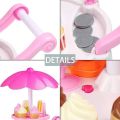 Luxury Sweet Shopping Battery Operated Plastic Ice Cream Trolley Pretend Role Play Educational Toy Set, LED, Music for Kids (Multicolour). 