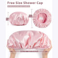 1Pc Reusable 3-layer shower cap extra large waterproof shower cap adjustable women's shower cap perfect for girls. 