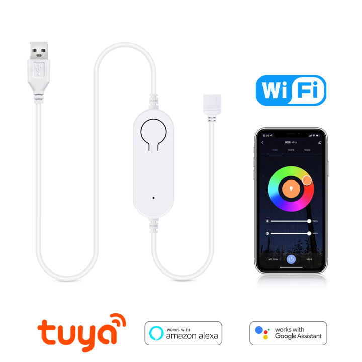 USB 5V TUYA Smart WiFi RGB LED Strip Controller WIFI LED Strip Dimmer 4pin Smartlife APP 5050SMD 2835SMD Work with Alexa 