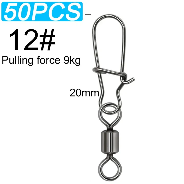 50pcs%20Swivel%20Snap%20Connector%20Pin%20Bearing%20Rolling%20360%20Rotate%20Ring%20Tackle%20Buckle%20Hook%20Lure%20Kit%20Wire%20Box%20Fishing%20Accessories%20-%20Image%207