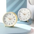 Nordic Luxury Alarm Clock Mute Children's Student Desk Table Clock Bedroom Study Room Simple Frosted Metal Clock. 