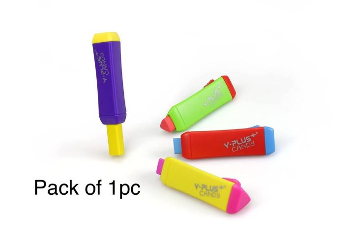 Candy Eraser 1pc cutter shape eraser available in different colours best quality smooth erasing Pack of 1pc
