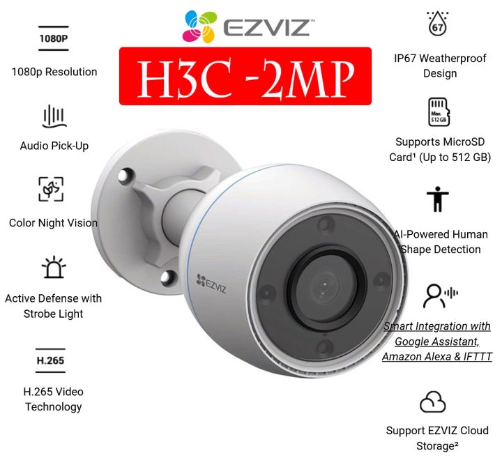 Ezviz H3c Full colour Wi-Fi outdoor bullet Camera | Full time color