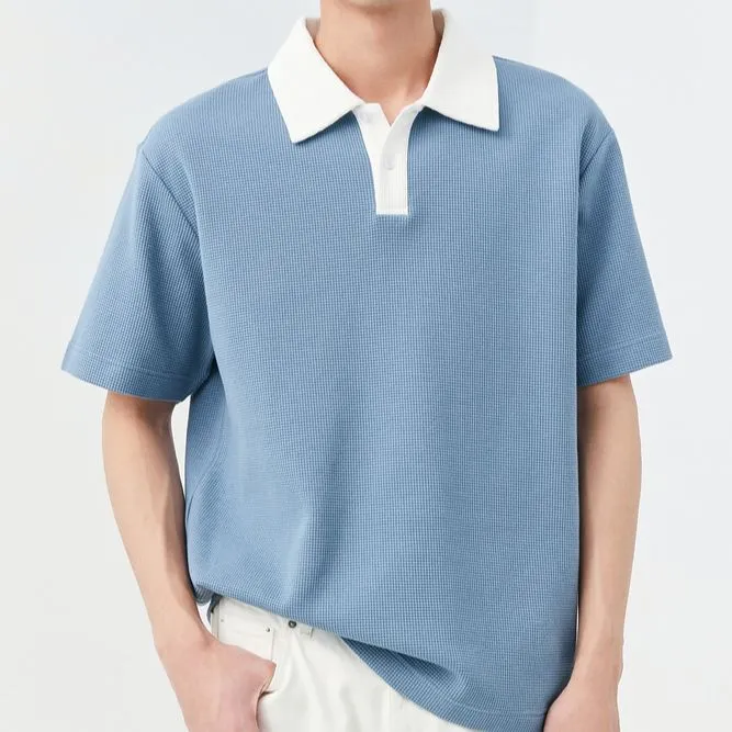 Becoolman%20-%20Men's%20Polo%20Shirt,%20Loose%20Version,%20Waffle%20Fabric,%20Casual%20T-Shirt,%20Fashion%20Color%20Matching,%20Vintage%20Trend,%20Simple%20and%20Easy%20to%20Match.%20-%20Image%209